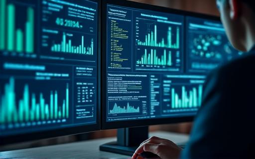 Grafici e report di business intelligence su un monitor